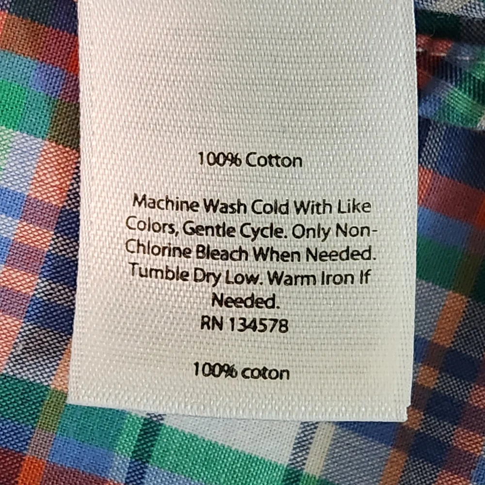 Vineyard Vines Boy's Plaid Button-Down Shirt in Blue and Green Size Medium